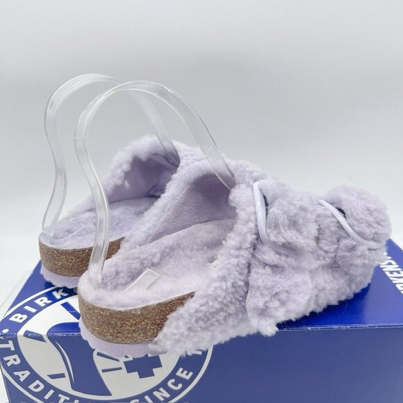 Birkenstock Arizona Big Buckle Shearling Teddy Sandals Fog Purple Womens EU 37 - Picture 7 of 13